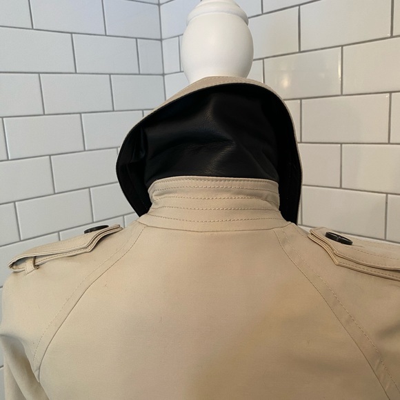 Club Monaco Trench Coat Cream/Black Leather S - Picture 6 of 8